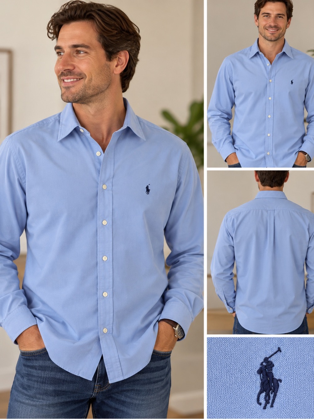 Polo by Ralph Lauren Light Blue Button-Down Shirt with Navy Pony